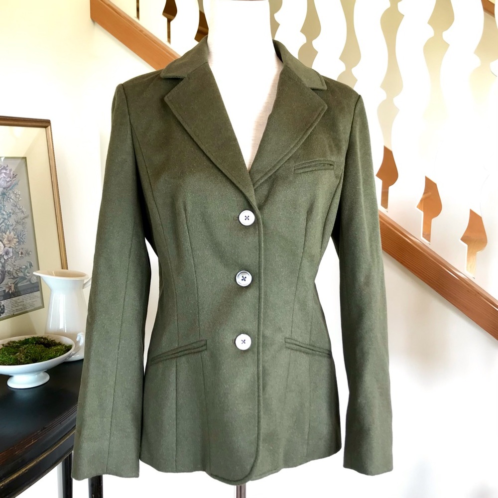 ❌SOLD Wool & Angora Army Green 3 Button Blazer